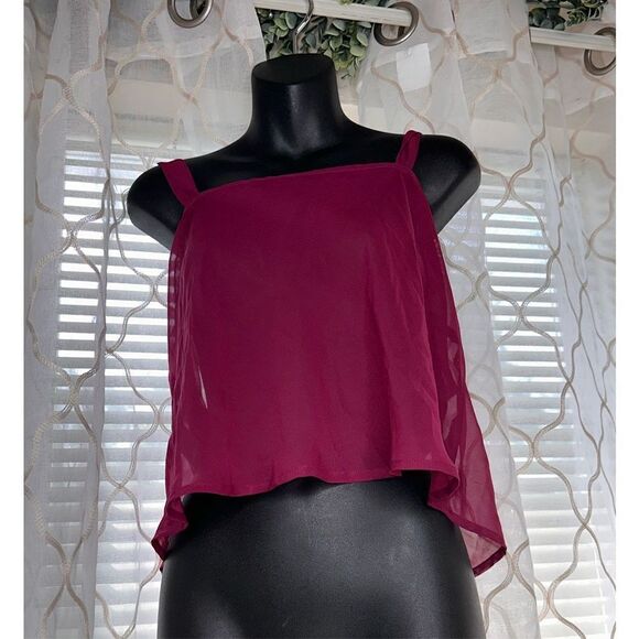 Plum color sheer spaghetti strap blouse size XL GREAT CONDITION - Picture 1 of 4